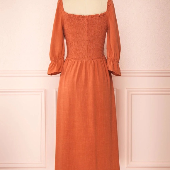 Rust square neck midi dress - S - Picture 4 of 6
